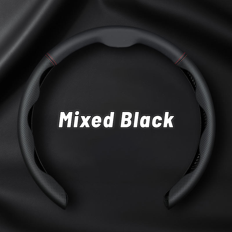 Nelxy Customized Car Logo Breathable Ultra-thin 5D Leather & Carbon Car Steering Wheel Cover Universal Fit