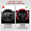 Nelxy Customized Car Logo Breathable Ultra-thin 5D Leather & Carbon Car Steering Wheel Cover Universal Fit