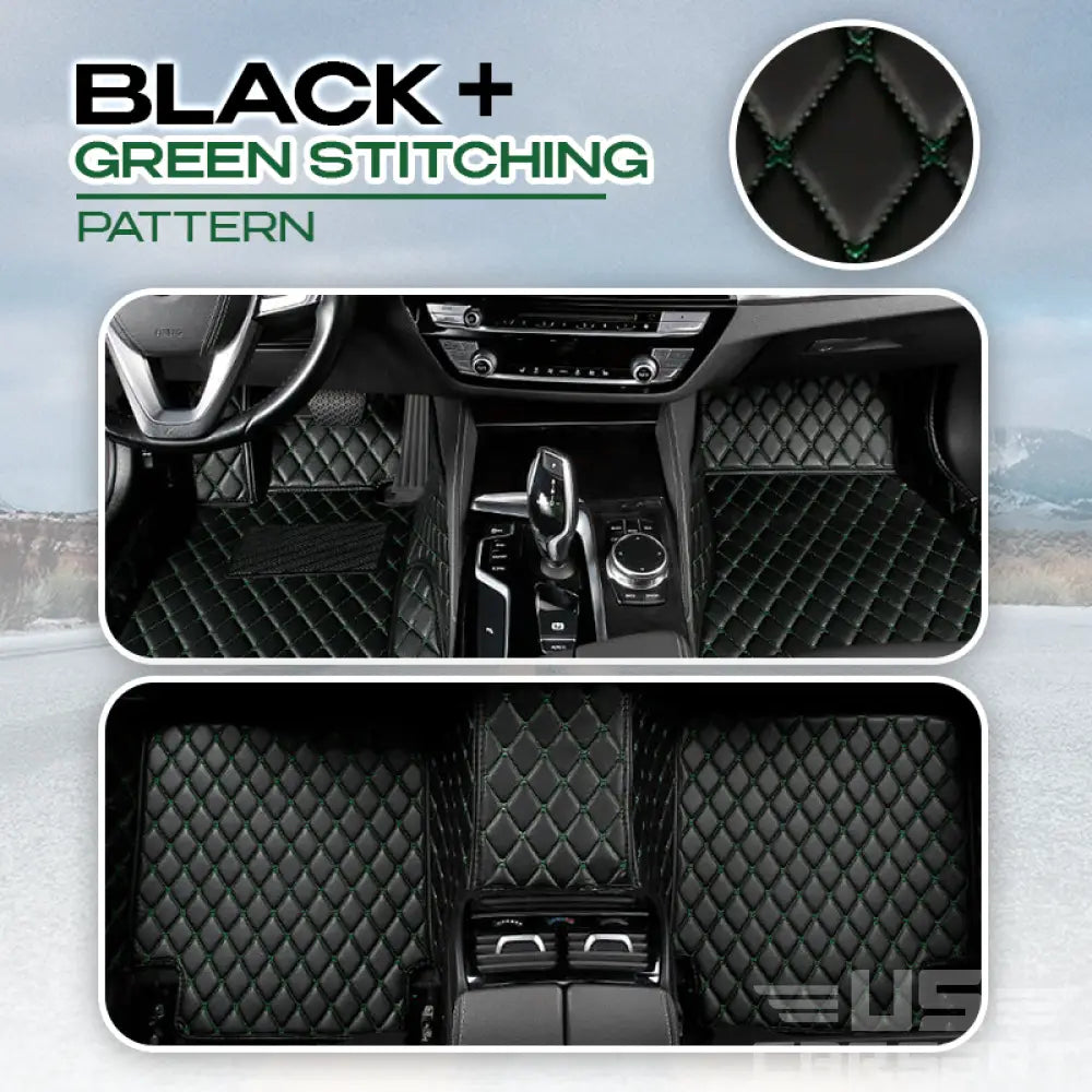 Alexcar Elvie 2023 Heavy Duty Universal Fit Floor Mats For Cars Suvs And Trucks Black With Green