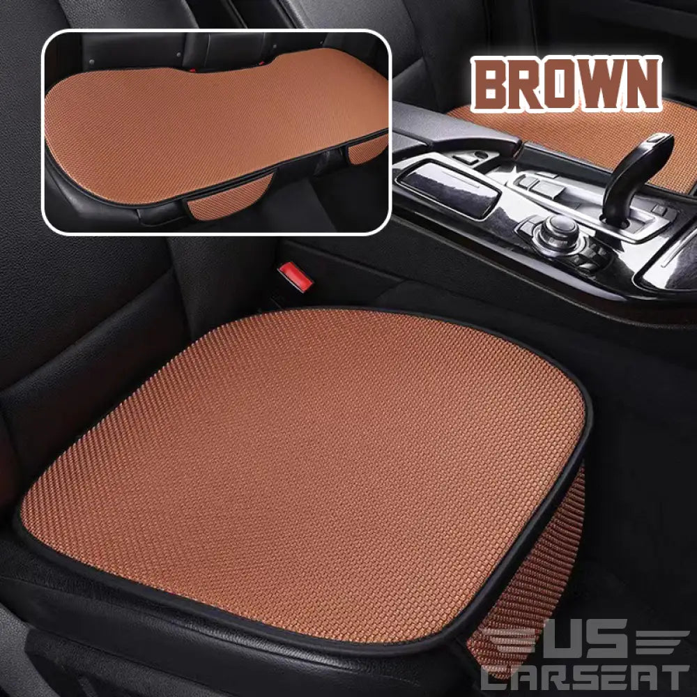 Keith Breathable & Anti-Slip Cotton Car Seat Covers Brown / 1 Front