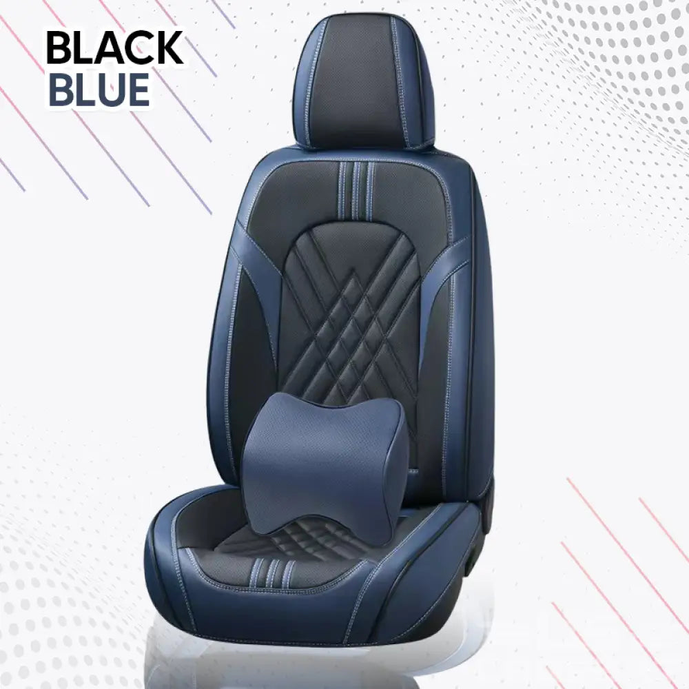 Car Seat Covers Front Set Blue Black Faux Leather Seat Cushions - Car –  AutoMaximizer