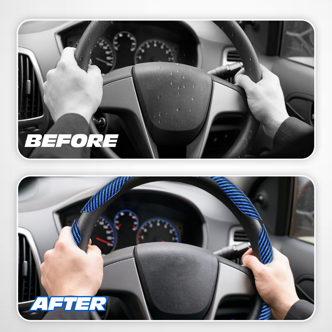 Samez Carbon Fiber Silicone Anti-Slip Car Steering Wheel Cover