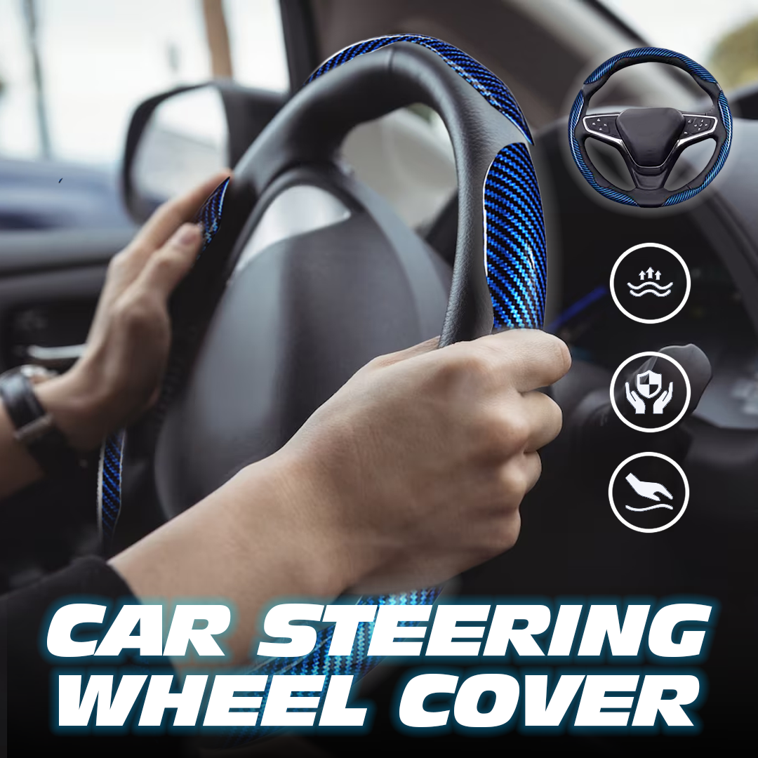 Samez Carbon Fiber Silicone Anti-Slip Car Steering Wheel Cover
