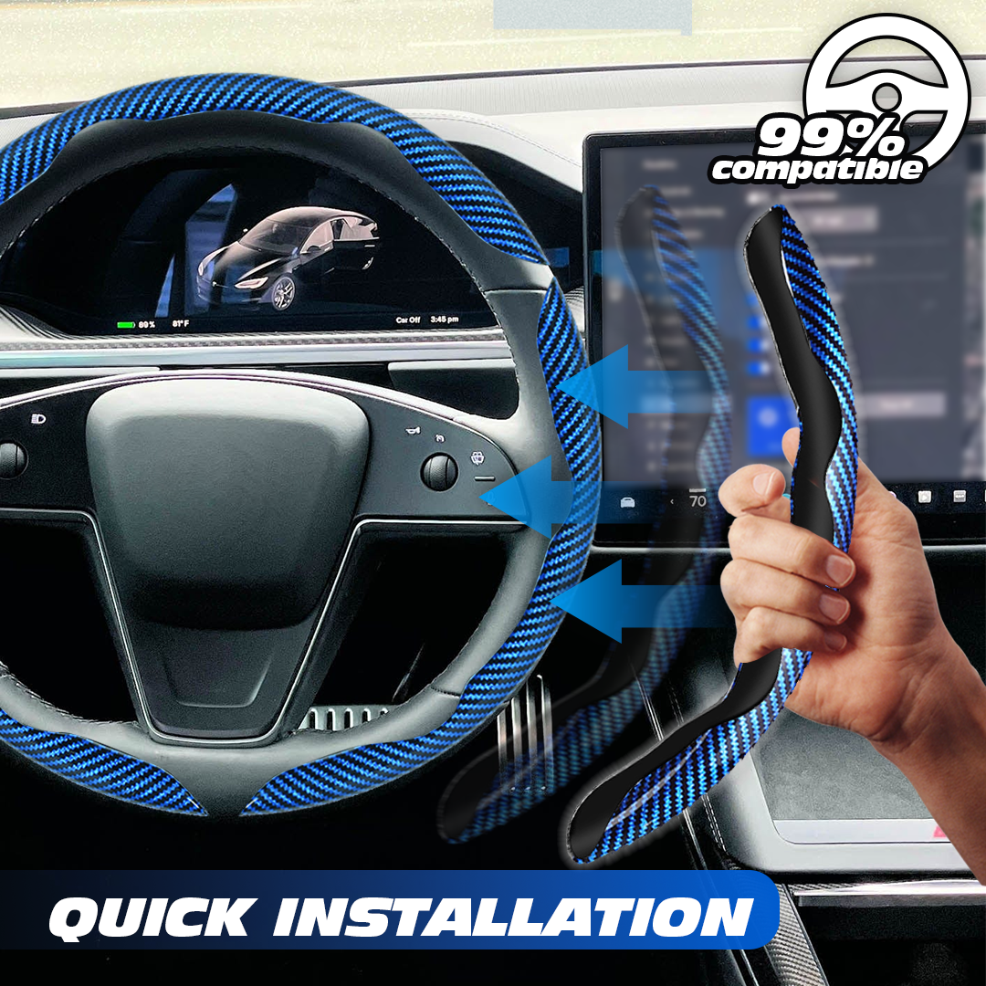 Samez Carbon Fiber Silicone Anti-Slip Car Steering Wheel Cover Univers – US Car  Seat